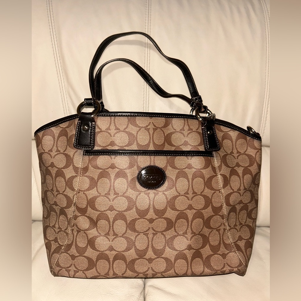 Coach Tan and Brown Signature Tote